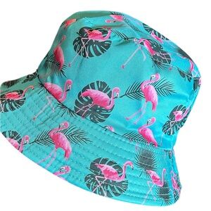 New Turquoise Flamingo Print Bucket Hat